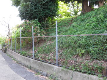 土塁に面している道路は渋取川を利用した水堀です